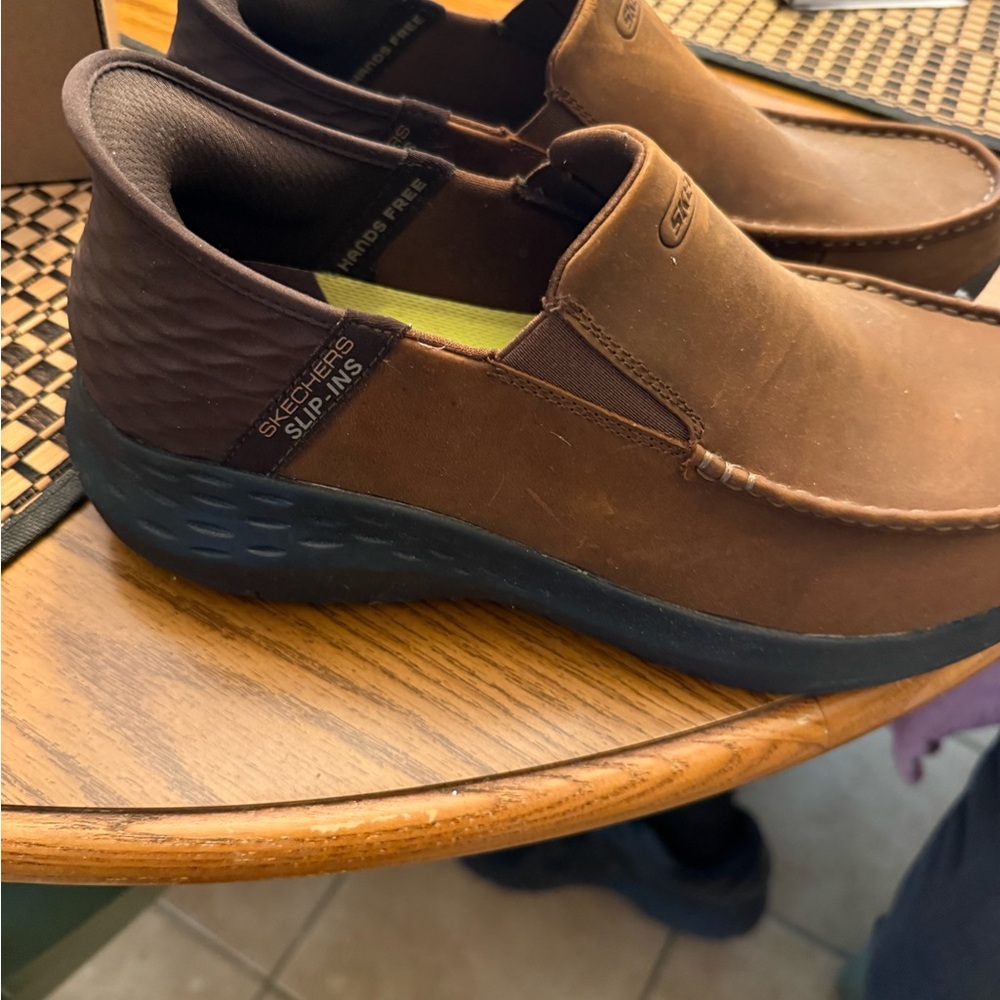 Skechers Brown Slip-On Moccasin Loafers with Black Sole